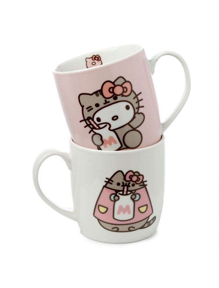 Set de 2 Tazas de Porcelana - Hello Kitty & Gato Pusheen